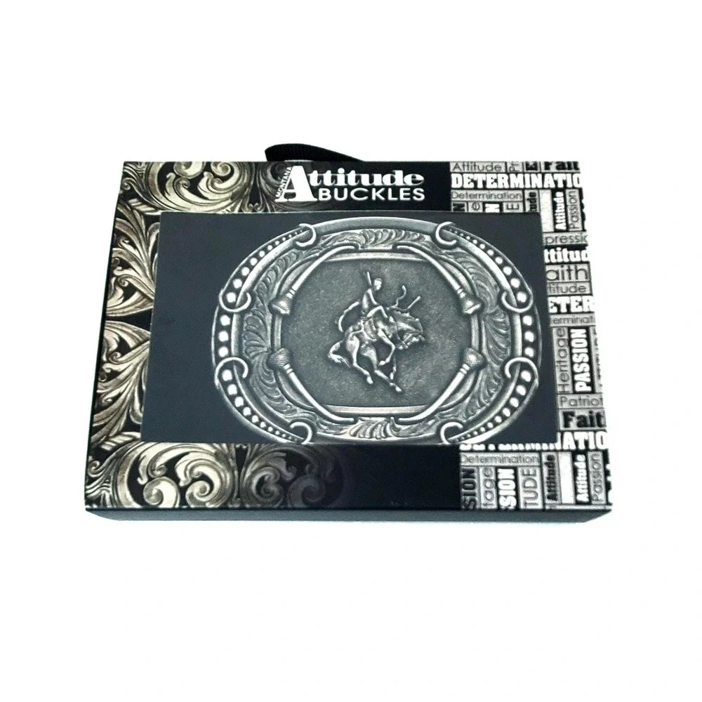 MONTANA SILVERSMITHS Bucking Horse Rodeo Horseshoe Nail Western Belt Buckle NEW!